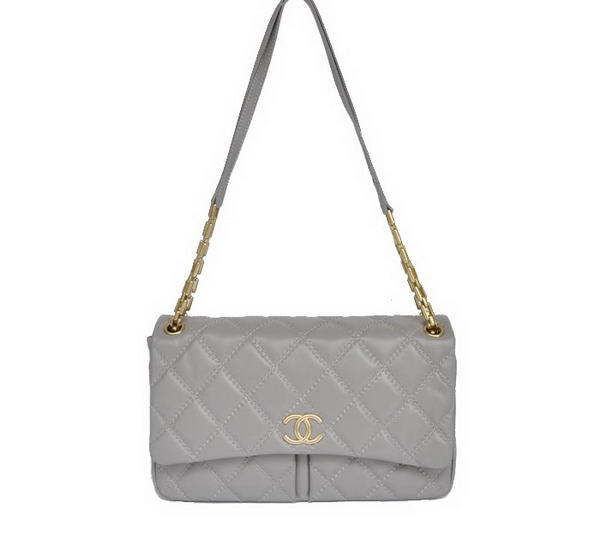 Best Newest 2012 Chanel A50362 Grey Sheepskin Leather Flap Bag Replica
